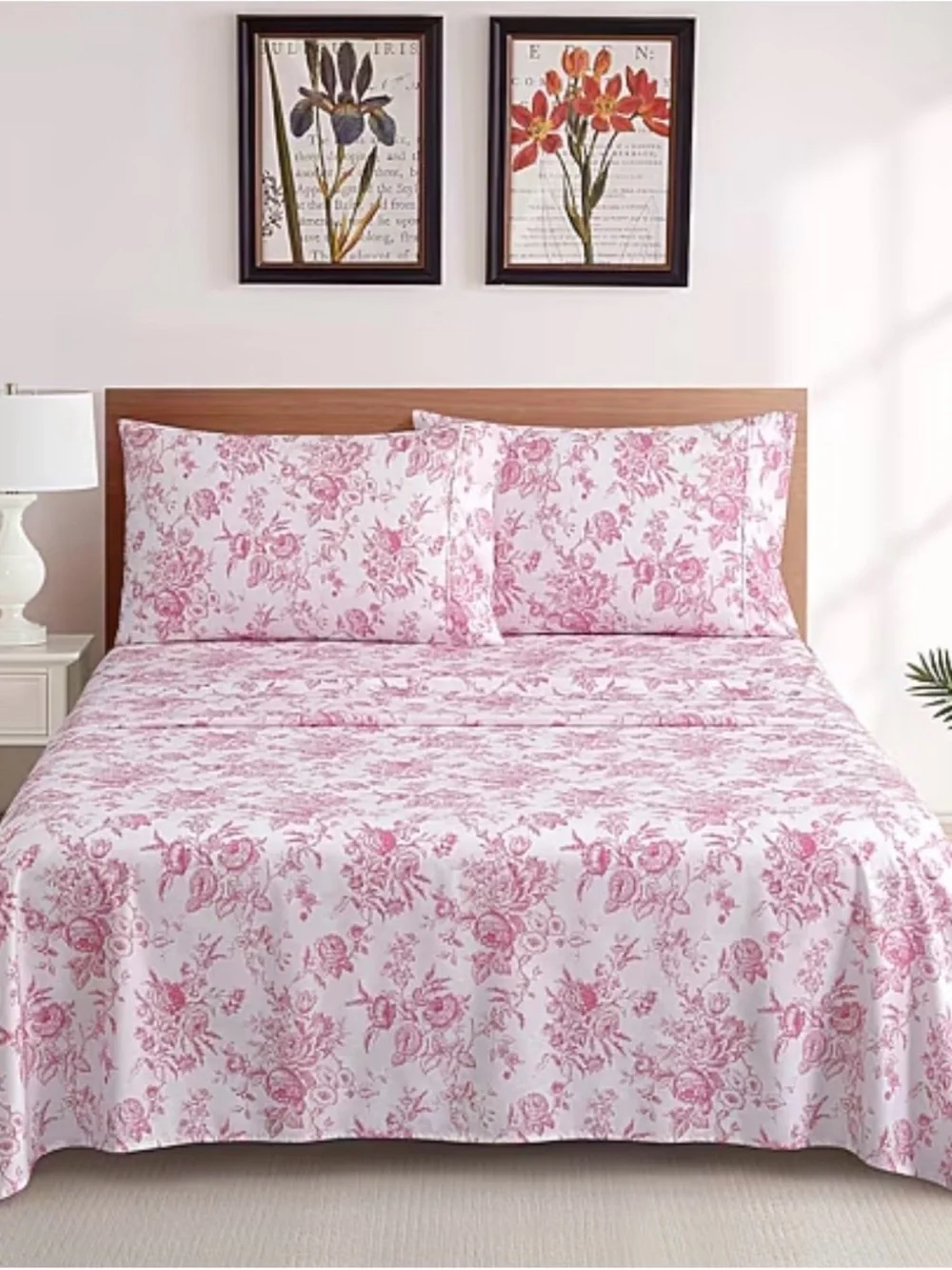 Charming Elegant TWIN XL PINK Toile Sheet Set ~. Shabby Chic Cottage Vibe